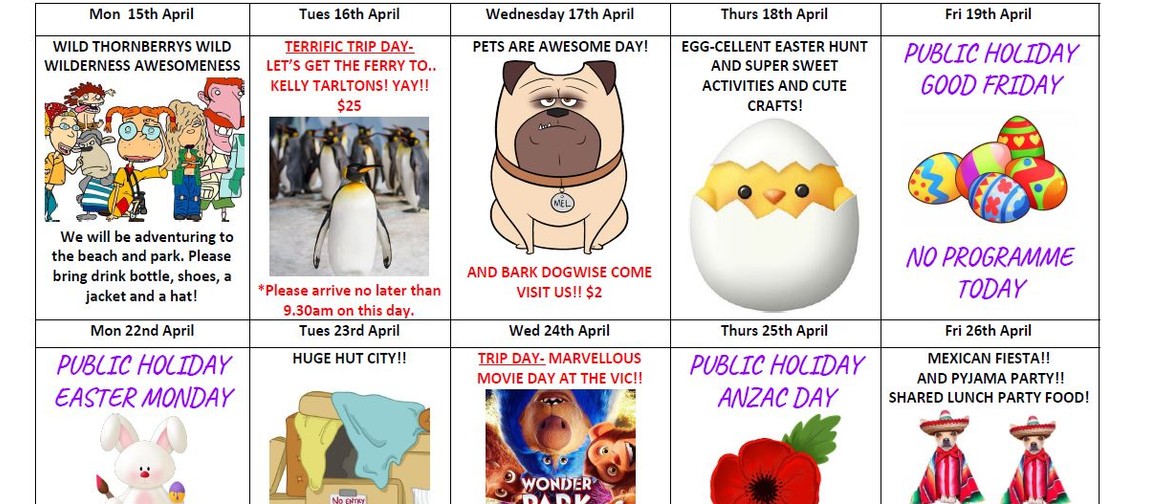 April 2019 School Holiday Programme