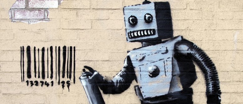 Wine and Paint Party - Banksy's Tagging Robot Painting