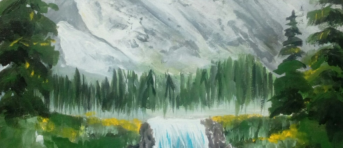 Paint and Wine Night - Bob Ross' Snowy Mountains - Paintvine