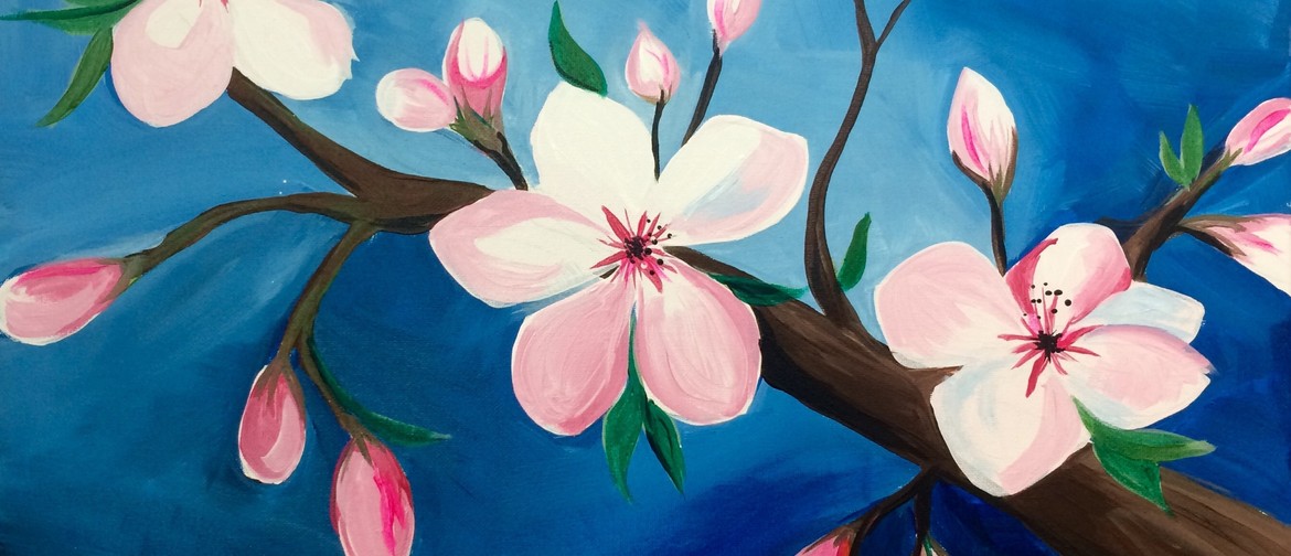 Mother’s Day Wine and Paint Party Cherry Blossom Painting