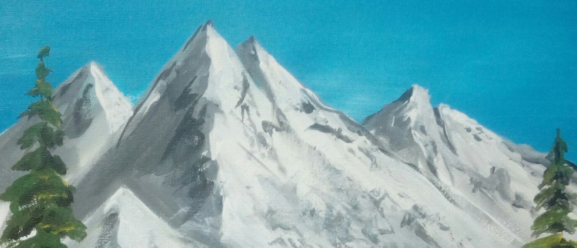 Paint and Wine Night - Bob Ross' Snowy Mountain - Paintvine
