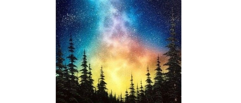 Wine and Paint Party - Galaxy Forest Painting