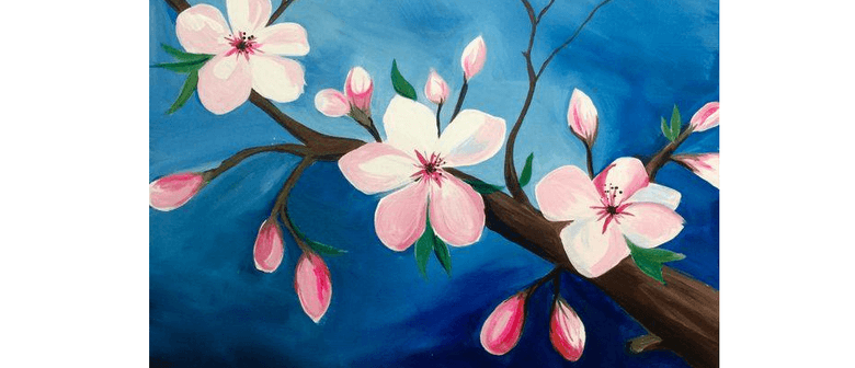 Wine and Paint Party - Cherry Blossoms Painting