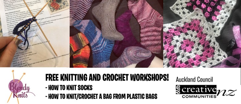 Free Sock Knitting and Plastic Bag Crochet Workshops