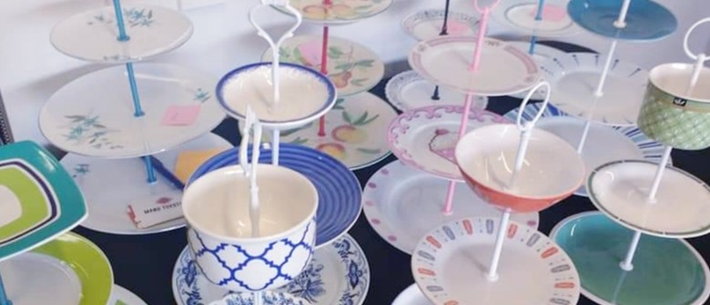 Upcycled High Tea Cake Stand With Kaitiaki Sisters