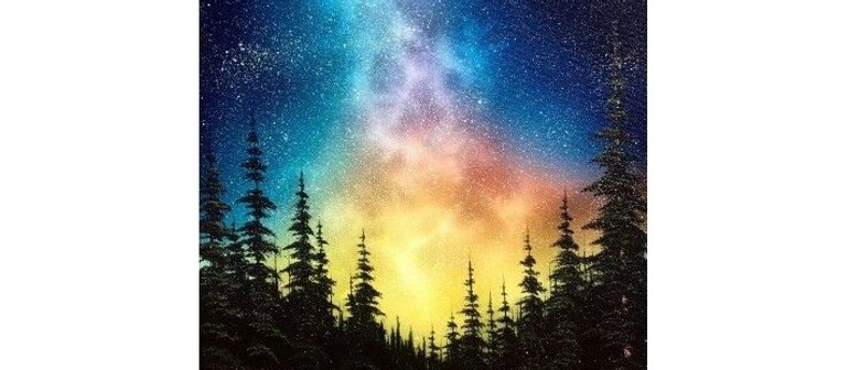 Wine and Paint Party - Galaxy Forest Painting
