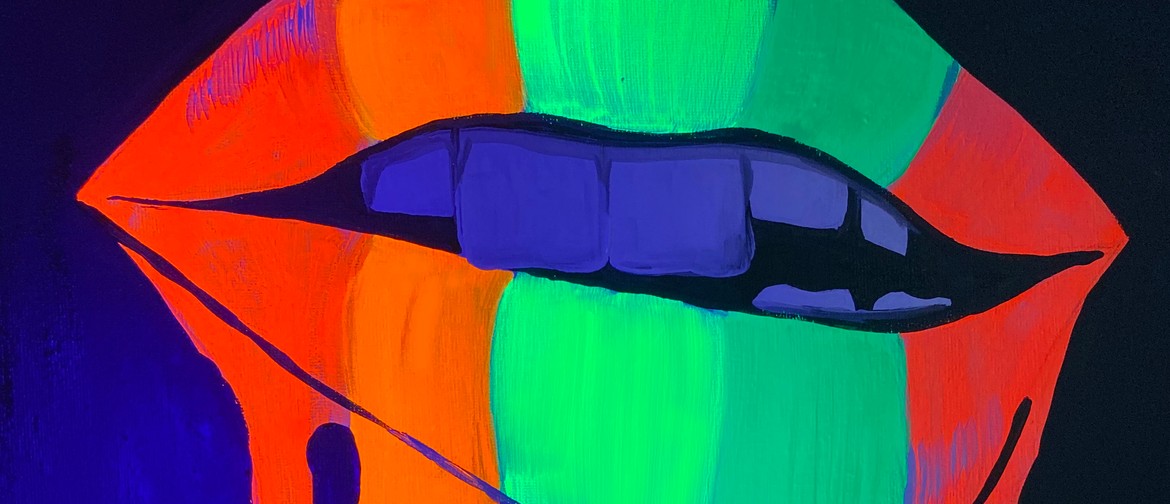 Glow In The Dark Paint Night - Rainbow Lips - Paintvine Glow In The Dark Paint Night - Rainbow Lips - Paintvine