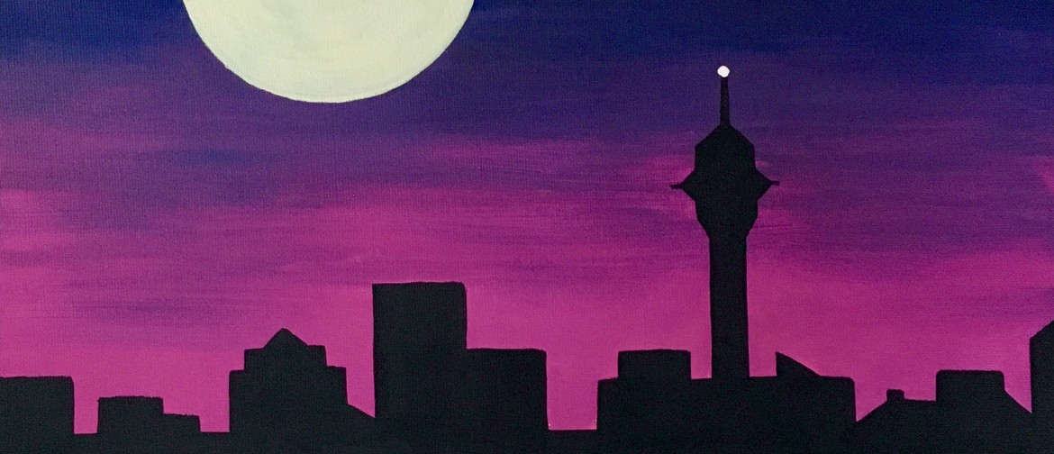 Paint & Wine Night - Moonrise Over Auckland - Paintvine