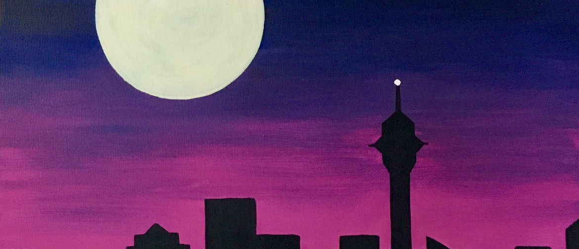 Paint and Wine Night - Moonrise over Auckland - Paintvine