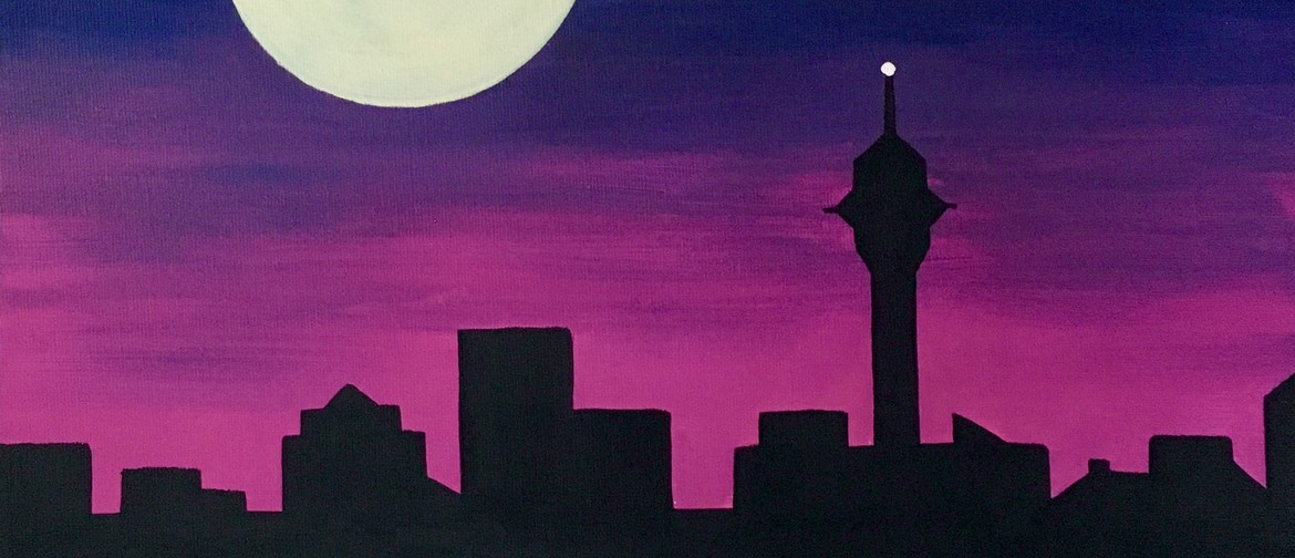 Paint and Wine Night - Moonrise over Auckland - Paintvine