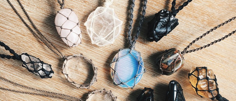macrame gem necklace