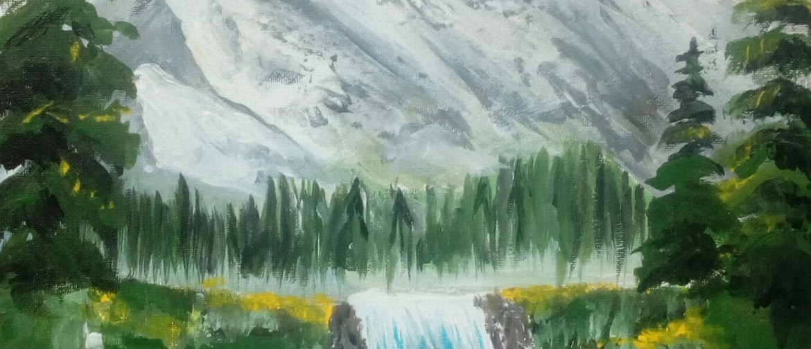Paint and Wine Night - B Ross Snowy Mountains
