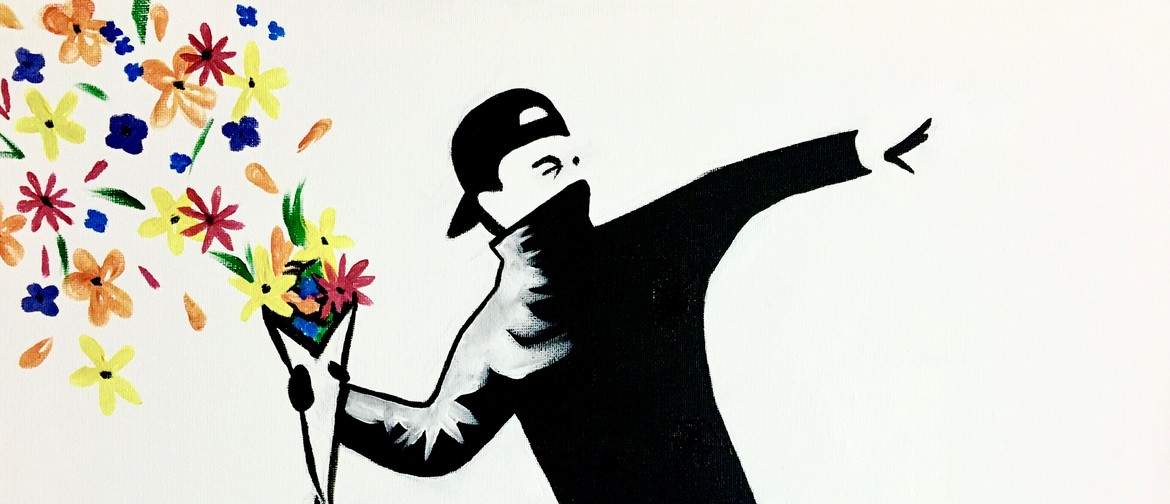 Paint and Wine Night - Banksy Flower Thrower