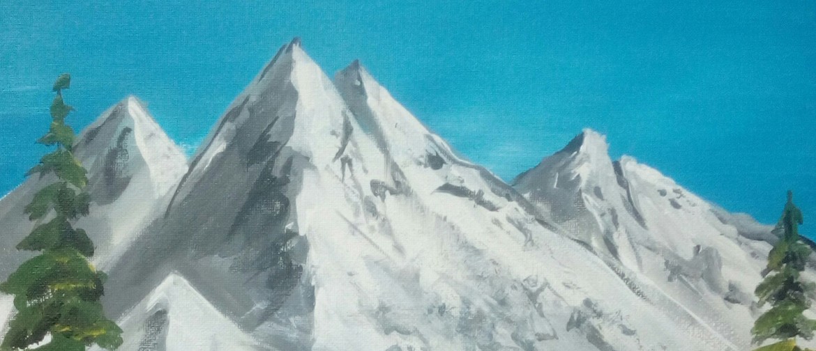 Paint and Wine Night - Bob Ross Snowy Mountains