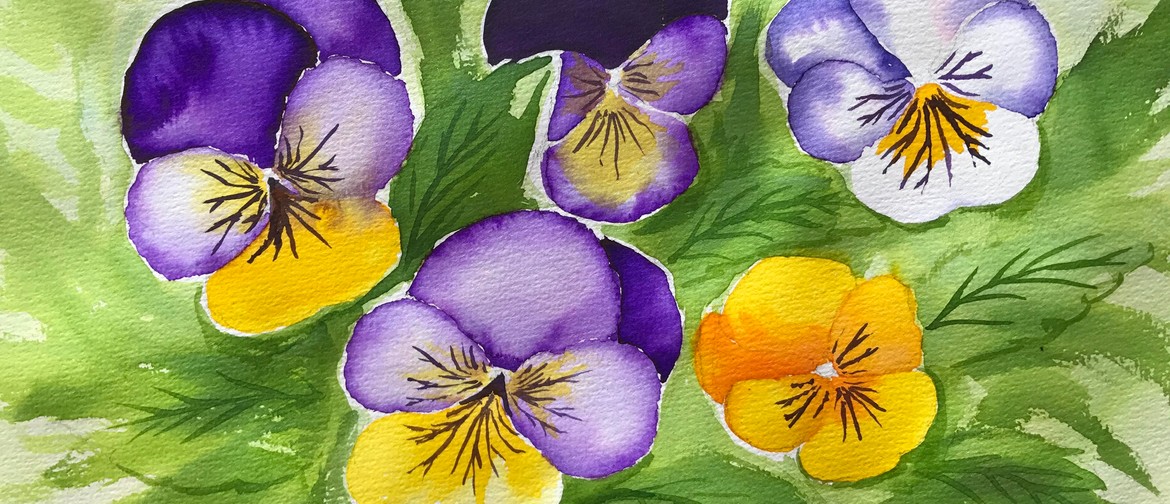 Watercolour & Wine Night - Wild Viola Flowers