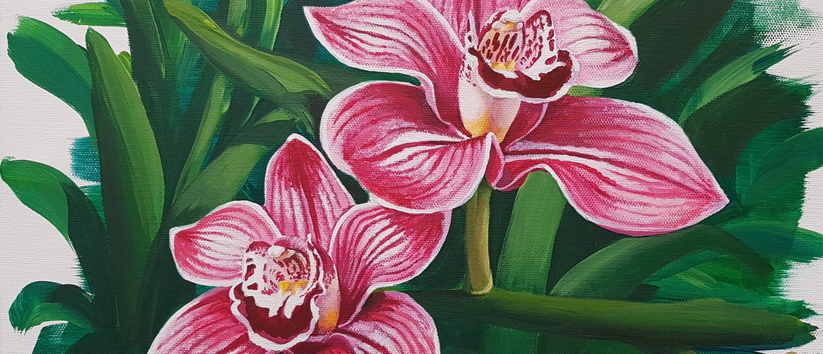 Acrylic Painting - Pink and White Orchid