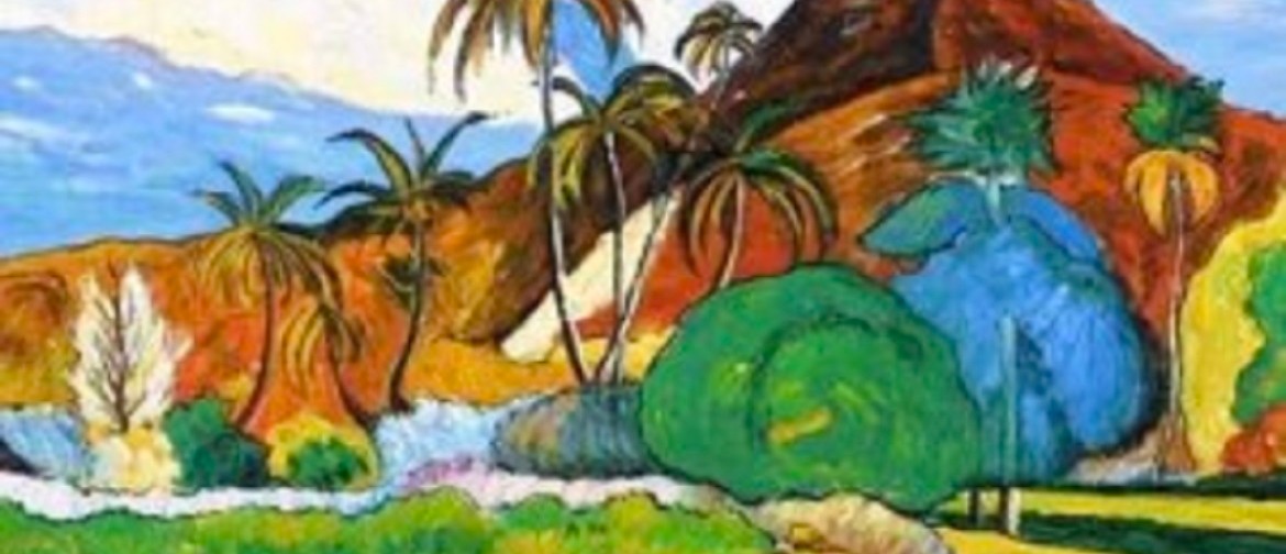 Wine and Paint Party -Tahitian Mountains - Gaughin painting