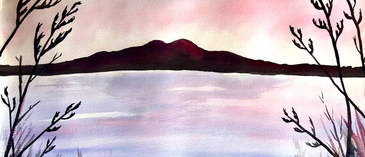 Watercolour & Wine - Rangitoto Sunrise - Paintvine