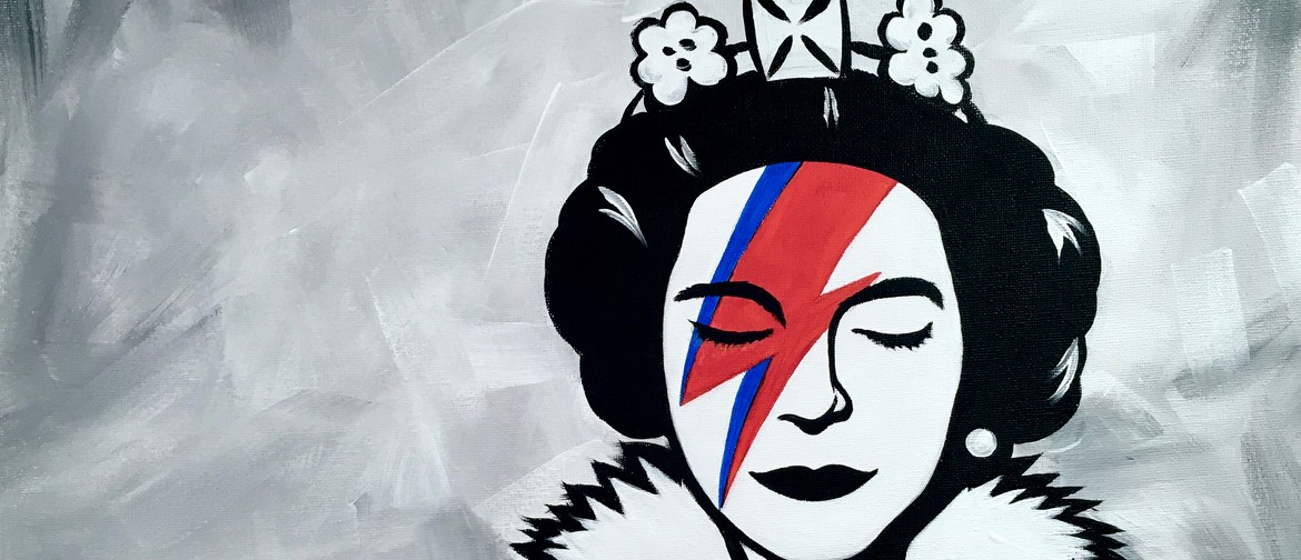 Paint and Wine Night - Bansky Save the Queen - Paintvine