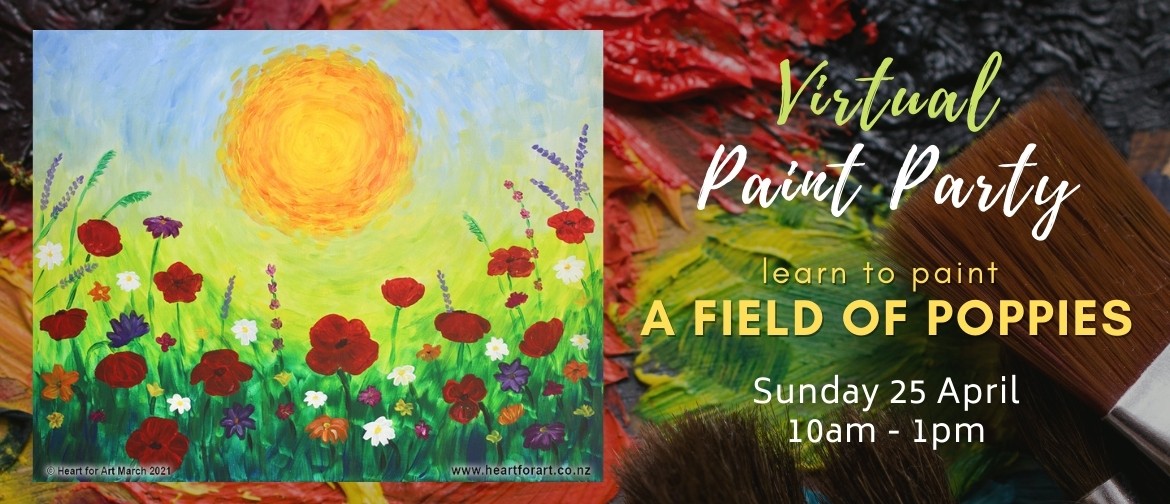 Paint Party - ANZAC DAY Poppy Painting - Online Art Class