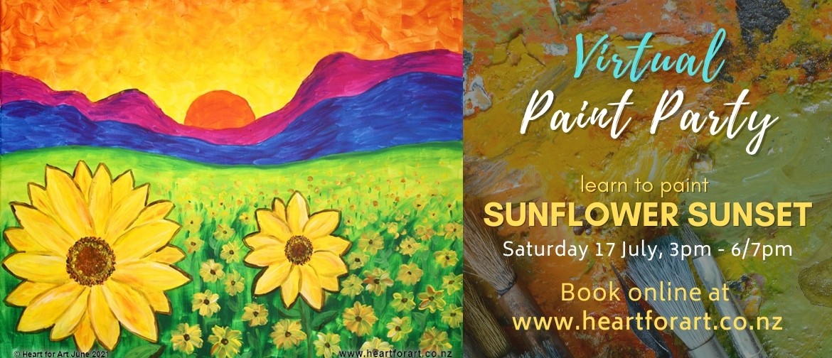 Paint Party - Sunflower Sunset Painting - Online Art Class