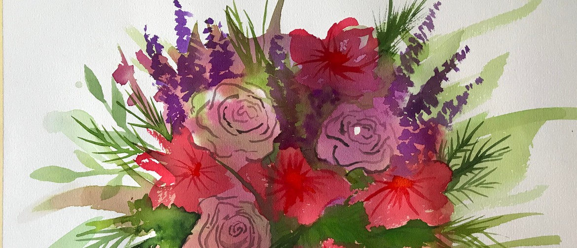 Watercolour & Wine Night - Rose Bouquet