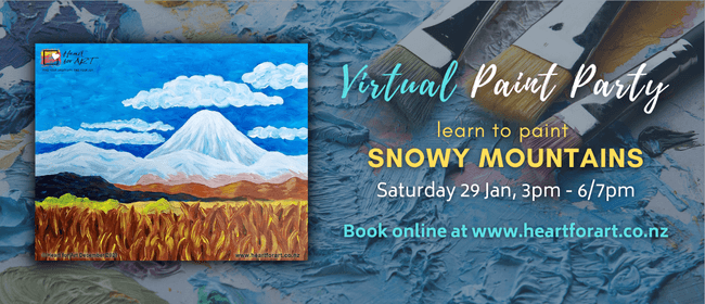 Paint Party - Snowy Mountains - Online Art Class