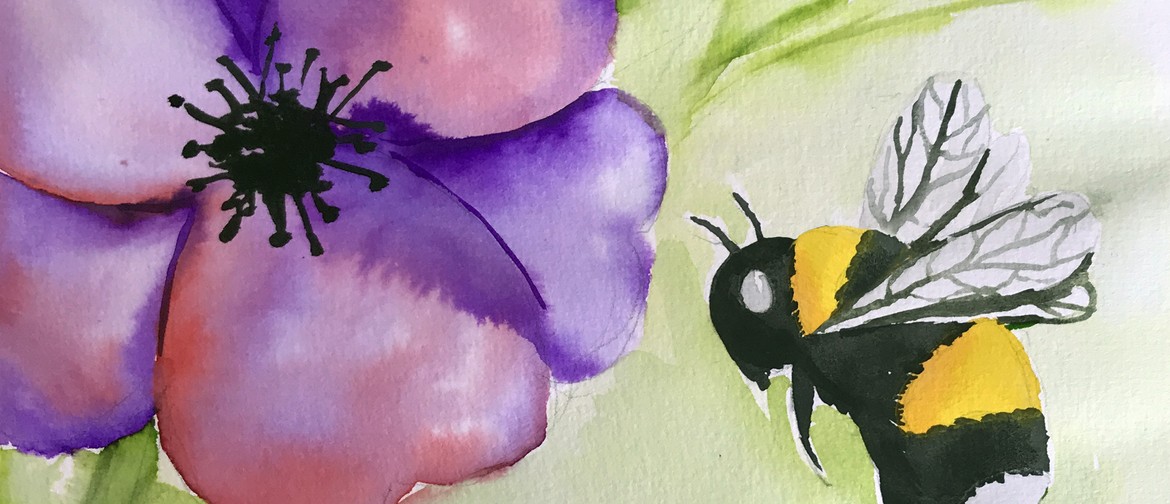 Watercolour & Wine Afternoon - Bumble Bee with Flowers