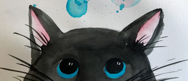 Watercolour and Wine Night - Bubble Kitty