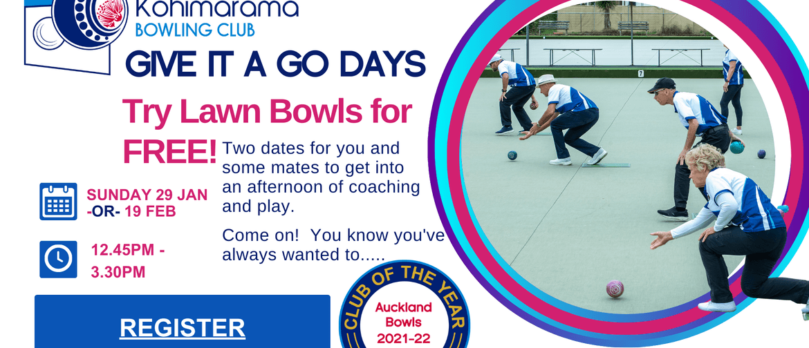 Give It a Go - Free Lawn Bowls Sessions At Kohi