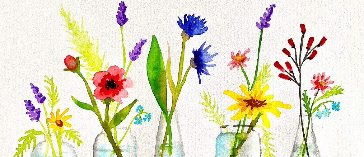 Watercolour & Wine Night - Wildflowers in Vase