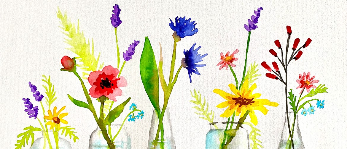 Watercolour & Wine Night - Wildflowers in Vase