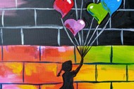 Image for event: Rotorua Paint and Wine Night - Banksy Heart Balloons