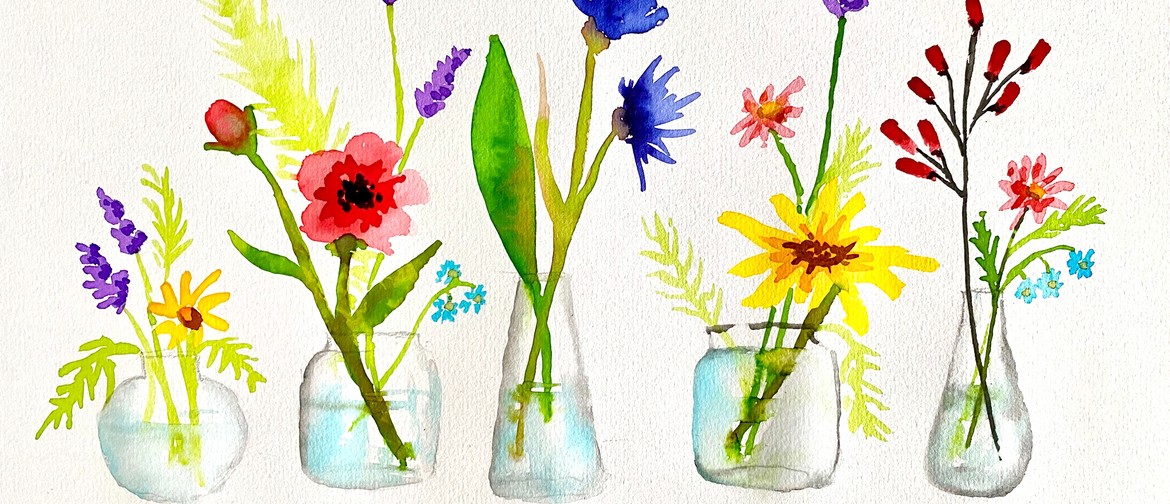 Gisborne Watercolour & Wine Night - Wild flowers in Vase