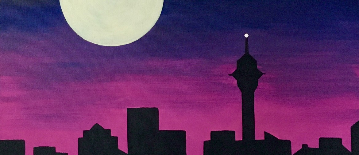 Auckland Paint & Wine Night - Moonrise Over Auckland