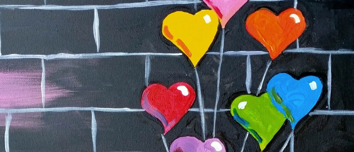 Nelson Paint and Wine Night - Banksy Heart Balloons