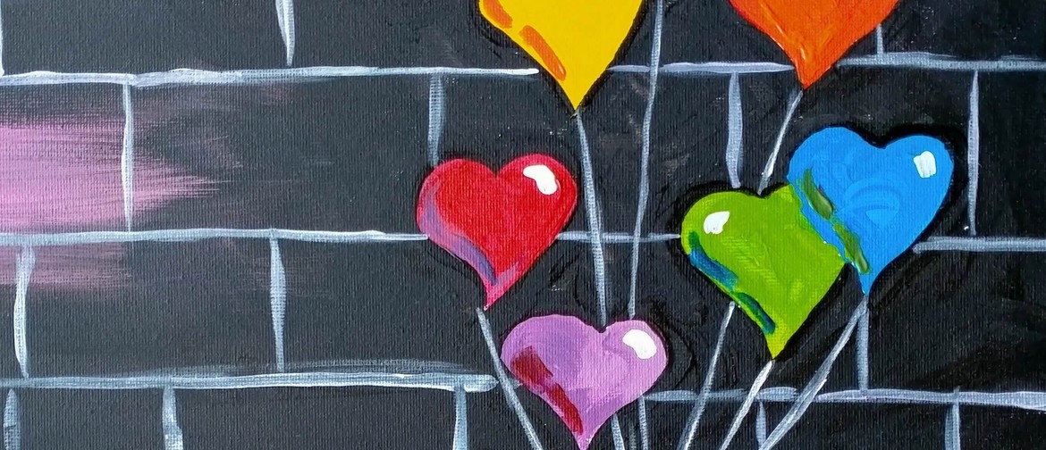 Taupo Paint and Wine Night - Banksy Heart Balloons