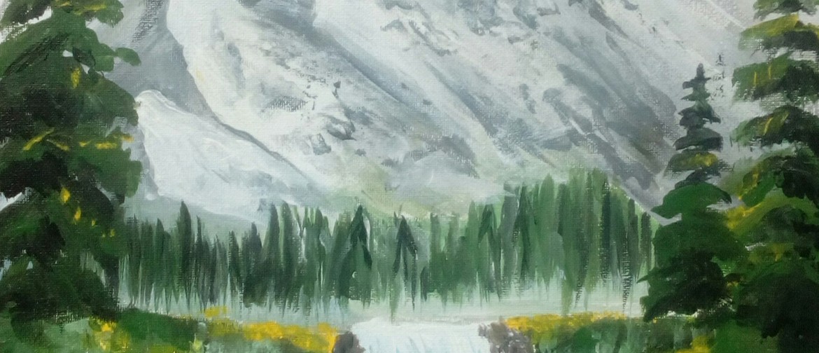 Auckland Paint and Wine Night - Bob Ross Snowy Mountains