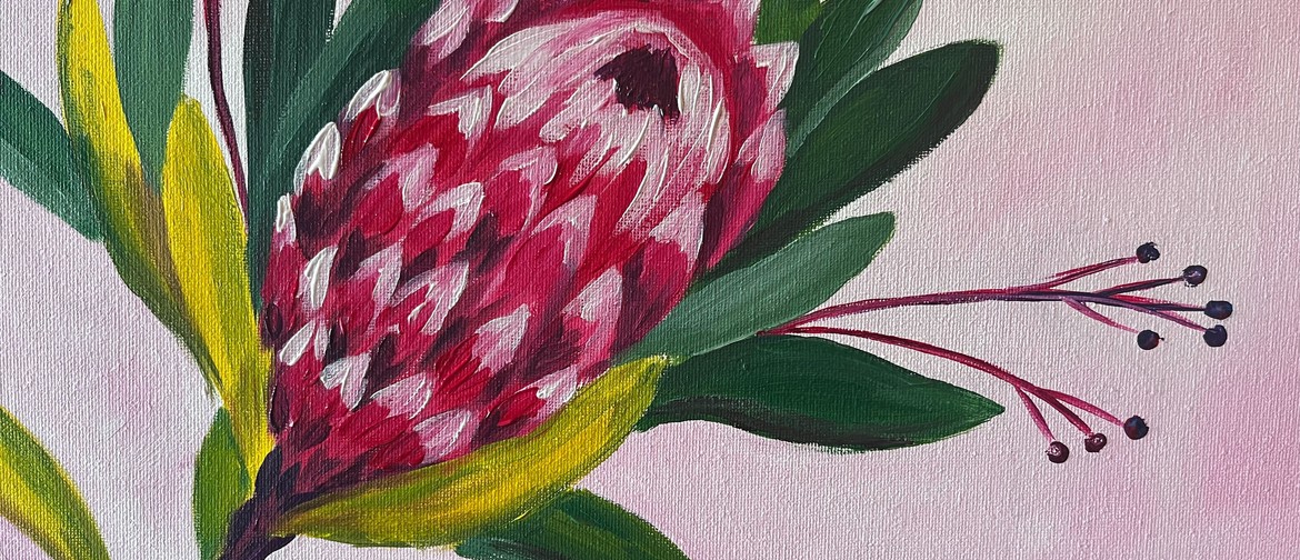Taupo Paint & Wine Night - Protea Bloom (Pink)