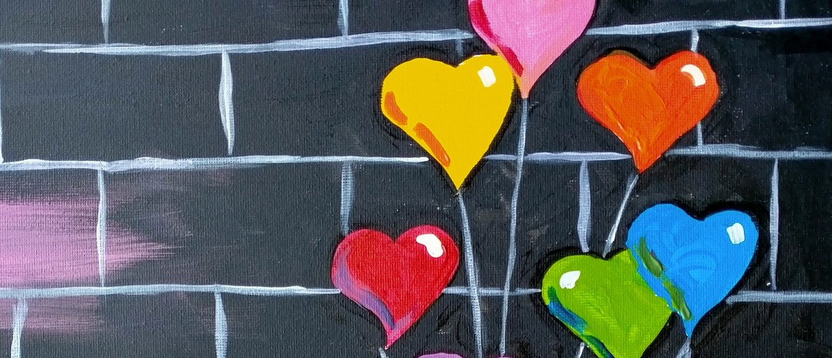 Auckland Paint and Wine Night - Banksy Heart Balloons
