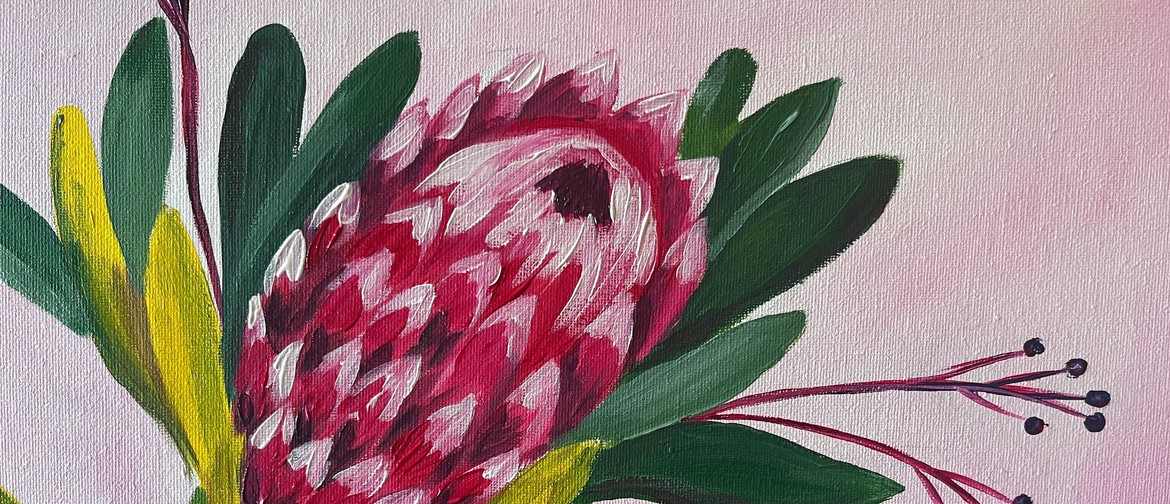 Auckland Paint and Wine Night - Protea Bloom (Pink): CANCELLED