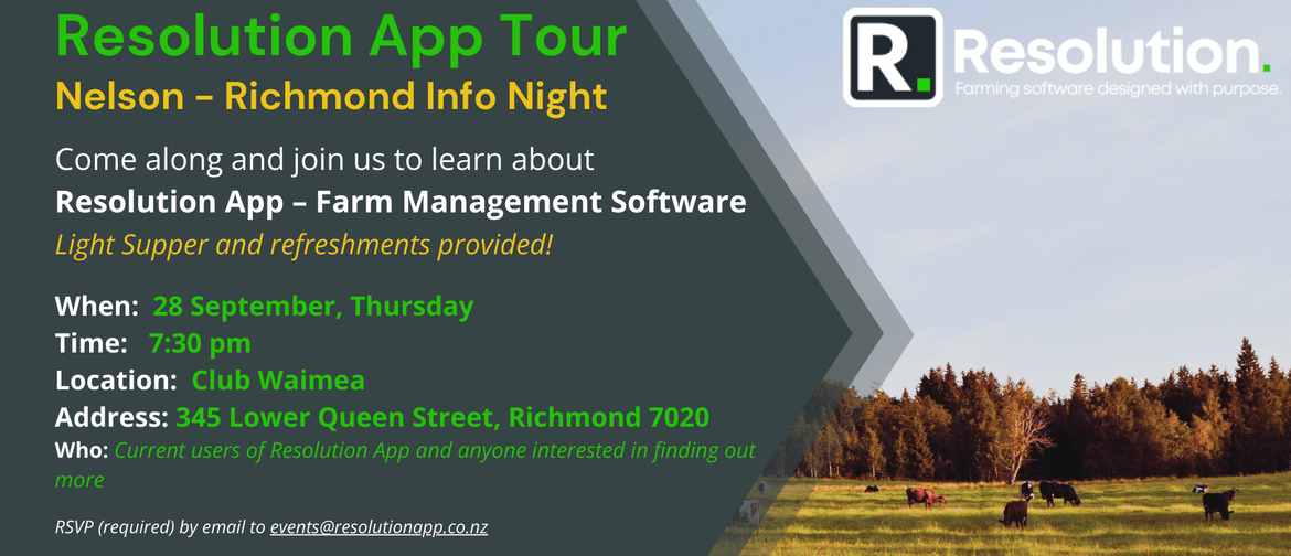 Resolution Farm Management Info Night - Nelson (Richmond)