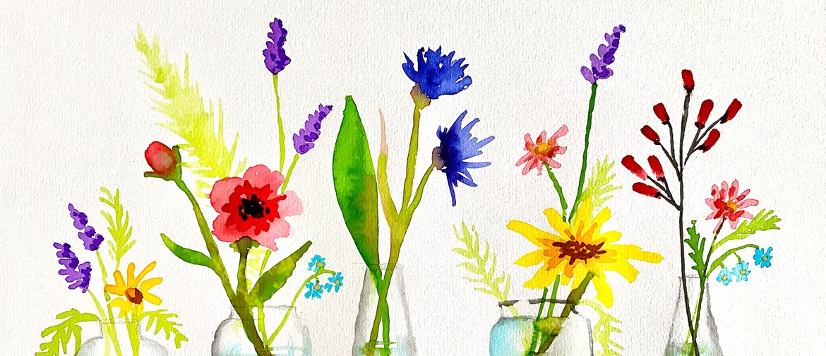 Whangarei Watercolour and Wine Night - Wild Flowers in Vases