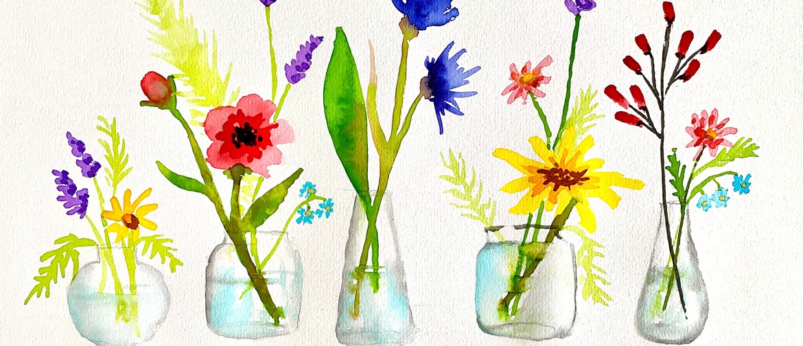 Auckland Watercolour and Wine Event: Wildflowers in Vases