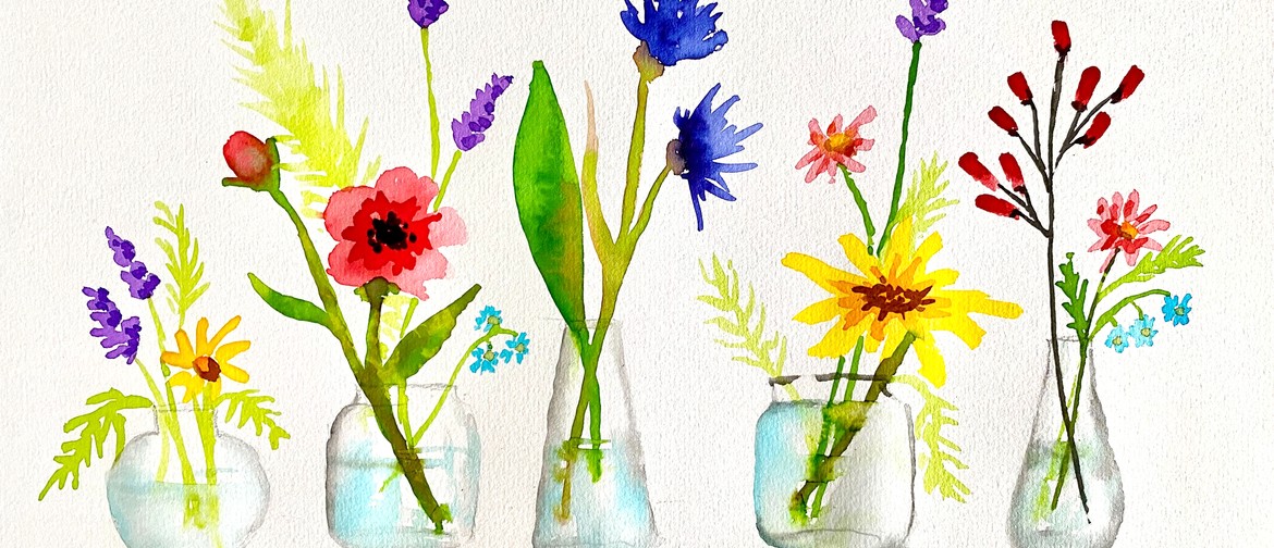Wellington Watercolour & Wine Night - Wild Flowers in Vases