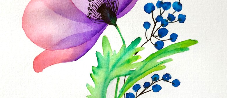 Rotorua Watercolour and Wine Night - Botanical Flowers