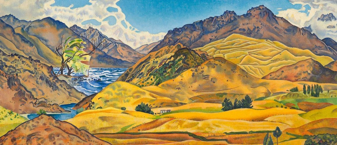 Oil painting of an Otago landscape by contemporary New Zealand artist, Rita Angus