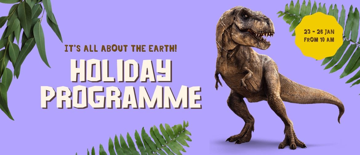 Kids' Summer Holiday Programme Poster with dinosaur