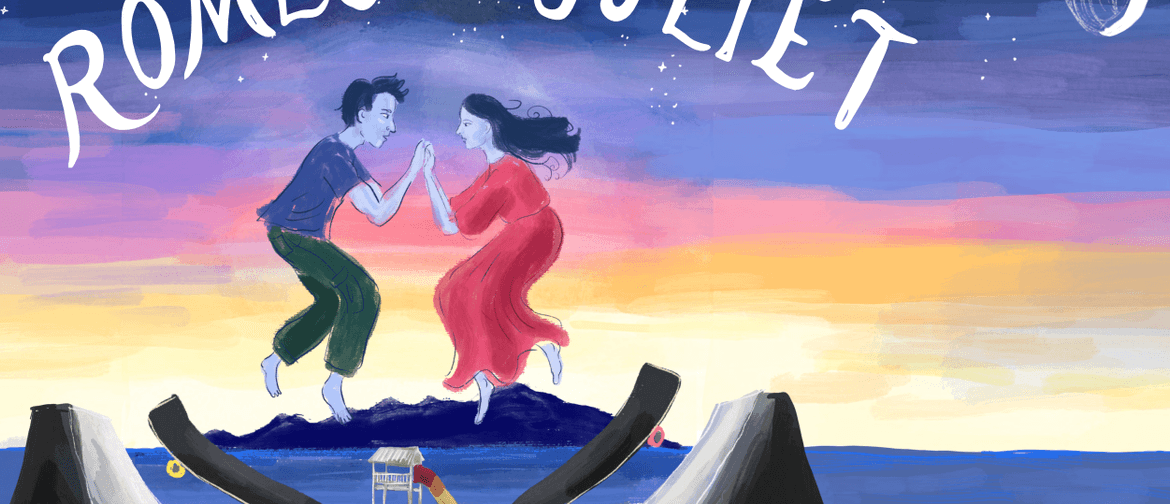 Romeo and Juliet, with skate boards and Kapiti Island background
