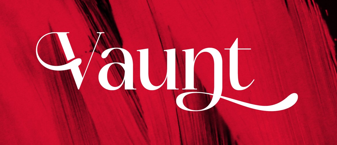 Red paint smear with the word Vaunt on top
